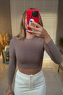 Dilvin Uzun Kollu Crop Top-Vizon