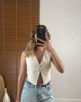Beatriz Çizgili Yelek Natural