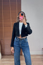 Siyah Mini Blazer Ceket