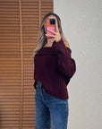 Bordo Degaje Yaka Fitilli Kazak