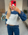 Denim Detaylı Sweatshirt Pantolon Takım