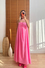 Poplin Askılı Elbise -Pembe