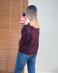 Bordo Degaje Yaka Fitilli Kazak