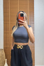 Modal Karışımlı Crop Top-Antrasit