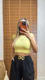 Modal Karışımlı Crop Top-Sarı