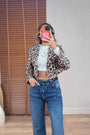Leopar Mini Blazer Ceket