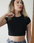 Vücuda Oturan Crop Top-Siyah