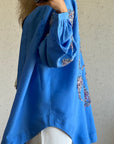 Mavi İşlemeli Kimono