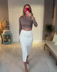 Dilvin Uzun Kollu Crop Top-Vizon